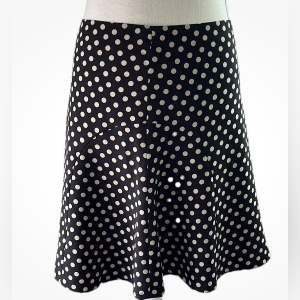 Women’s Black Skirt with Tan Polka dots and Flippy Hemline